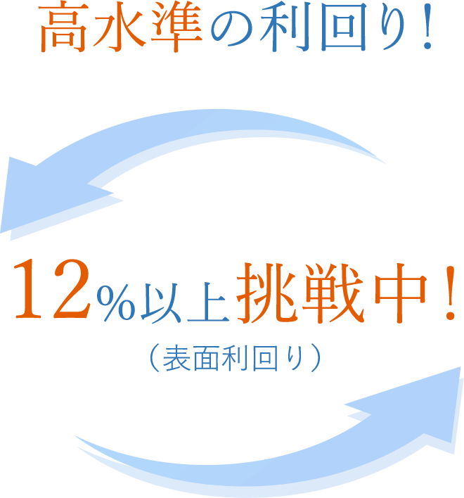 高水準の利回り！12%以上挑戦中！